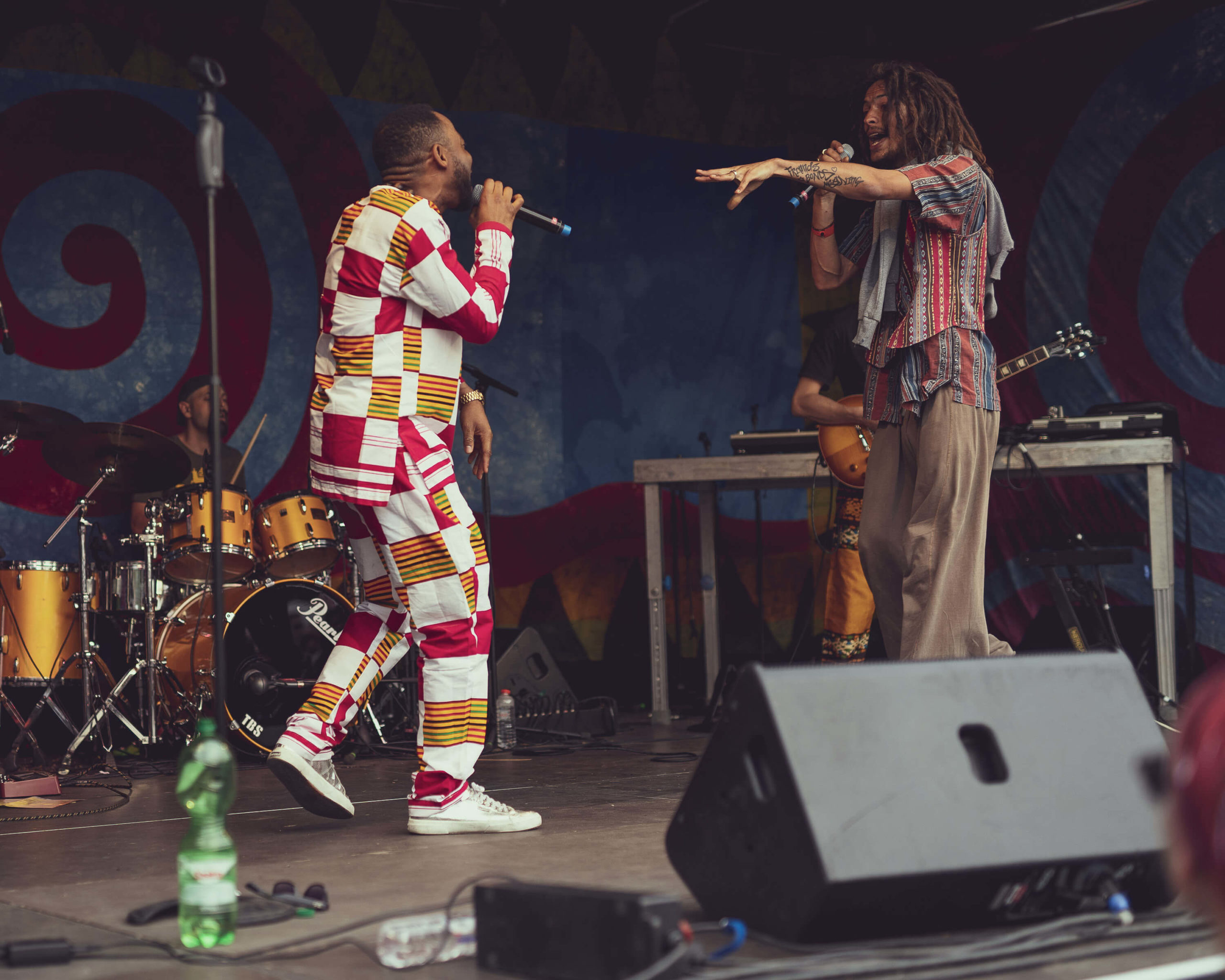 Julian Asher sings with Izzy Amuw on Black Atlantica stage at concert at street festival Karneval der Kulturen Berlin