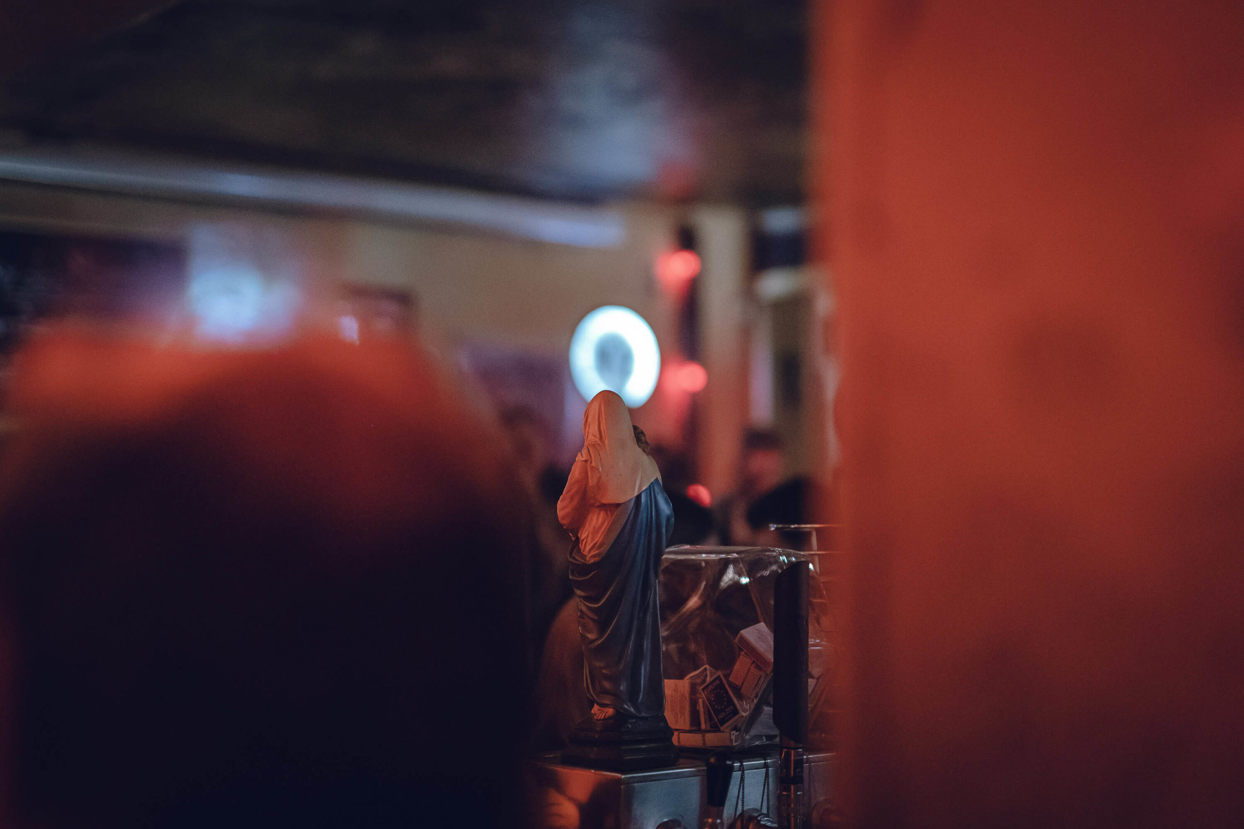 madonna figure at video release concert of the band The Broken Jug Rambler at the bar Madonna in Berlin-Kreuzberg